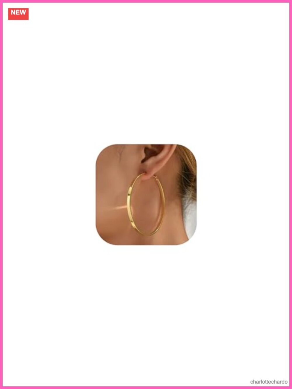 Large Gold Hoop Earrings Women Non Tarnish Hypoallergenic Flat Wide 20-70mm